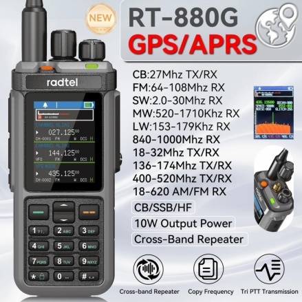 Yeni 10w Radtel RT-880G GPS/APRS tam bant MULTİ TELSİZ
