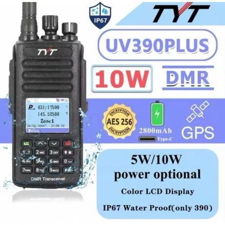 TYT md390 md uv 390 plus GPS li 10w tyt ip67 su geçirmezlik 136-174 & 400-480mhz uzun menzil